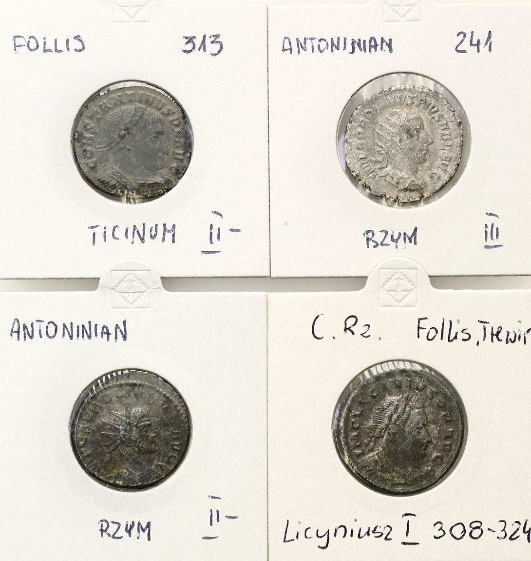 Cesarstwo Rzymskie. Follis, Antoninian, zestaw 4 monet